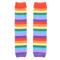 One set wholesale striped fashion kids rainbow knee high socks with gloves